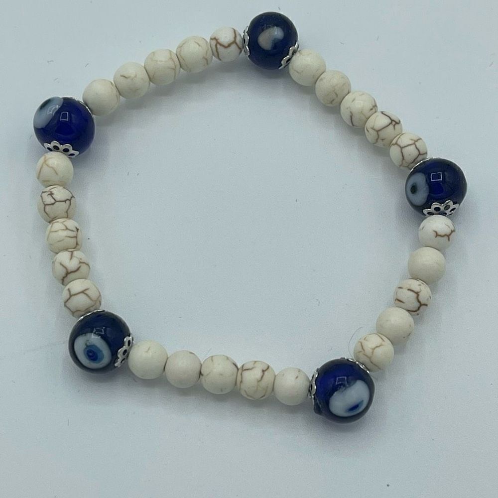 Crystal beaded stretch bracelet ONE NEW evil eye reiki meditation yoga - Picture 6 of 11